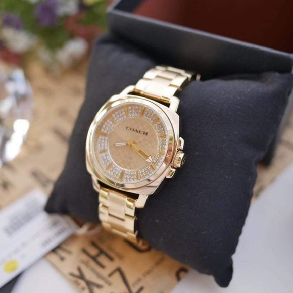 ***NEW*** Coach Ladies Coach Boyfriend Small Gold Plated Watch - Picture 7 of 11